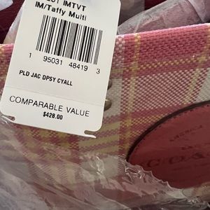 New Coach purse. With tags. Pink plaids.